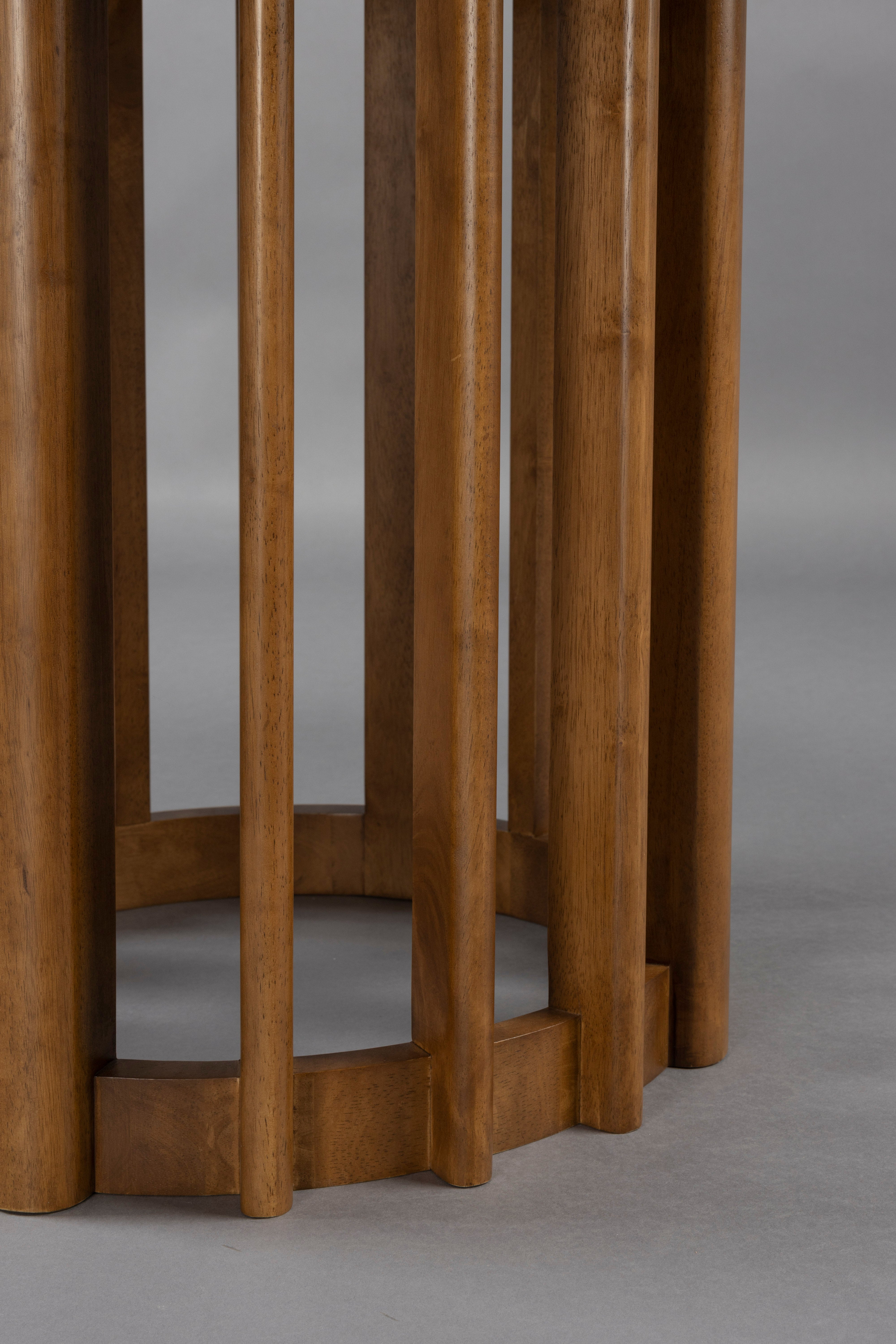 Dutchbone Barlet Walnut Brown Oak Wood Slatted Round Dining Table